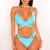 Vendor-unknown Just In Aqua Padded Crochet Spaghetti Straps Wrap Around Bikini