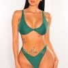 Vendor-unknown Emerald Padded Knotted Spaghetti Straps High Cut Bikini