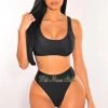 Vendor-unknown Just In Black Padded Tank High Rise Bikini