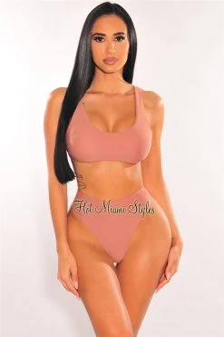 Vendor-unknown Mauve Padded Tank High Rise Bikini Just In