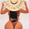 Too-Too Hat Just In Natural Sequins “Life Is Good” Straw Floppy Hat