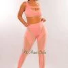 Vendor-unknown Blush Nude Illusion Sleeveless Stirrup Pants Two Piece Set Just In