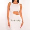 EDIT BY NINE White Round Neck Sleeveless Cut Out Mini Dress