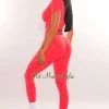 Vendor-unknown Just In HMS Fit: Coral Short Sleeve Scoop Neck Scrunch Butt Legging Two Piece Set