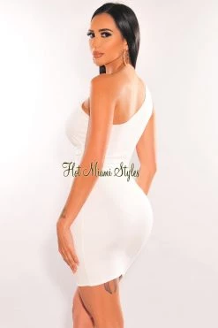 Dexire Just In White One Shoulder Cut Out Mini Dress