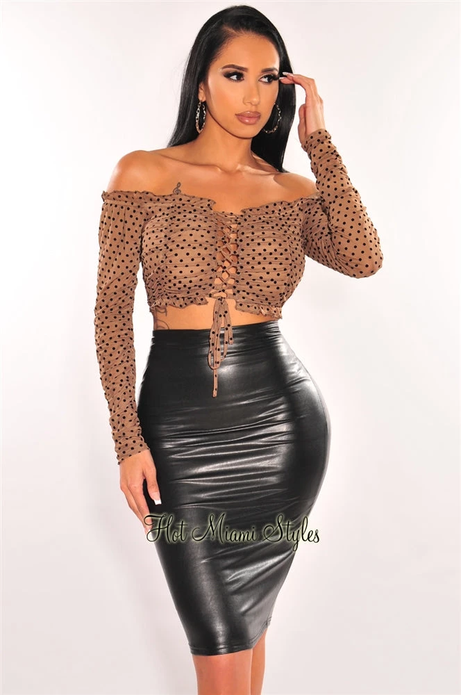 Wow Couture Black Faux Leather High Waist Pencil Skirt Just In