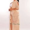 Vendor-unknown Just In Mocha Crochet Fringe Belted Maxi Cover Up
