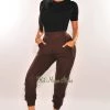 Pixie Dust HMS Lounge: Chocolate Brown Fleece Jogger Pants Just In