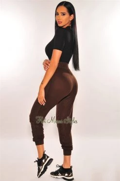 Pixie Dust HMS Lounge: Chocolate Brown Fleece Jogger Pants Just In