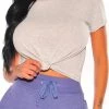 Orange Shine HMS Essential: Heather Gray Basic Short Sleeves Top Just In