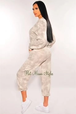 Pixie Dust HMS Lounge: Gray Tie Dye Soft Touch Drawstring Jogger Pants