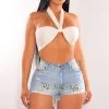 AMERICAN BAZI... Light Denim High Waist Destroyed Frayed Hem Shorts Just In