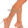 KIMENA INTERNATIONAL Nude Studded Wrapped Strappy Squared Toe High Heels
