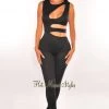 Dexire Just In Black Sleeveless Keyhole Cut Out Jumpsuit