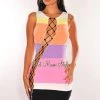 Fashion Wildcat Just In Multicolor Ribbed Sleeveless Exposed Seam Lace Up Dress