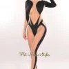 QUEEN MANIA... Black Mock Neck Nude Sheer Mesh Long Sleeve Jumpsuit Just In