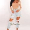 Vendor-unknown Just In Light Denim Ripped Loose Fit High Waist Joggers Jeans
