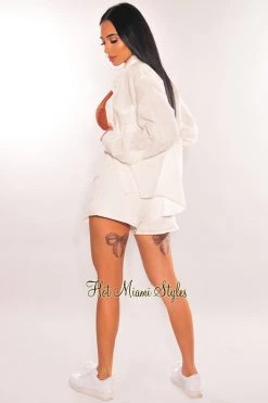 Gilli White High Waist Pocket Drawstring Shorts Just In
