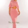 Cherie Just In Blush Short Sleeve Cut Out Ruched Maxi Dress