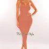 Vendor-unknown Caramel Ribbed Knit Tank Midi Dress Just In