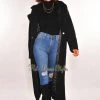 Vendor-unknown Just In Black Fuzzy Quilted Collar Belted Trench Coat