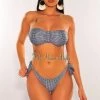 Vendor-unknown Black Gingham Checker Tie Up Sides Scrunch Butt Bikini