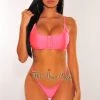 Vendor-unknown Neon Coral Glistening Button String Bikini