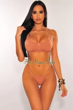 Vendor-unknown Rose Dawn Button String Bikini Just In