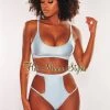Vendor-unknown Iced Blue Glistening High Waist Cut Out Bikini