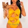 Vendor-unknown Canary Yellow Double Tie Up Cut Out Swimsuit Just In