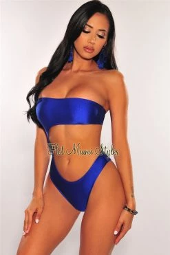 Vendor-unknown Royal Blue Strapless Cut Out Swimsuit