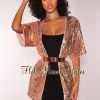 Vendor-unknown Rose Gold Sequins Cardigan Jacket