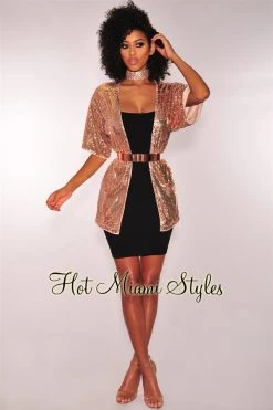 Vendor-unknown Rose Gold Sequins Cardigan Jacket