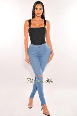 Vendor-unknown Black Bandage Sleeveless Bustier Crop Top Just In