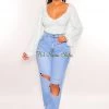 Dogma Light Denim High Waist Destroyed Wide Leg Jeans