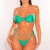 SK CLOTHING Emerald Padded Bandeau O-Ring Tie Up High Cut Bikini Just In
