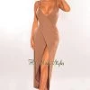 Vendor-unknown Mocha Overlay Wrap Around Open Back Cover Up Dress