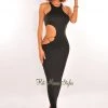 Vendor-unknown Black Sleeveless Gold Chain Cut Out Midi Dress Just In