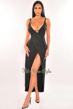 Vendor-unknown Just In Black Overlay Wrap Around Open Back Cover Up Dress