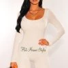 Vendor-unknown Just In HMS Essential: Off White Round Neck Perfect Fit Double Lined Long Sleeve Romper