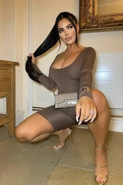 Vendor-unknown HMS Essential: Toffee Round Neck Perfect Fit Double Lined Long Sleeve Romper Just In