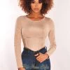 Vendor-unknown Nude Ribbed Bandage Boned Curved Hem Crop Top Just In
