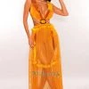 Vendor-unknown Dijon Fringe Cut Out Lace Up Back Sleeveless Maxi Dress Just In