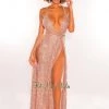 Vendor-unknown Blush Iridescent Sequins V Neck Knotted Double Slit Maxi Dress Just In