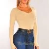 Glamazon HMS Essential: Nude V Neck Seamless Long Sleeves Long Top Just In