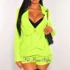 Sole Mio (set) Neon Lime Belted Coat Shorts Two Piece Set