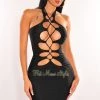 Vendor-unknown Black Halter Lace Up Mini Dress
