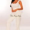 Sole Mio (set) HMS Lounge: White Fuzzy Tank High Waist Palazzo Pants Two Piece Set
