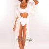 Vendor-unknown White Mesh Sheer Maxi Tie Up Cover Up Just In