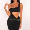 Vendor-unknown Just In Black One Shoulder Cut Out Ruched Dress